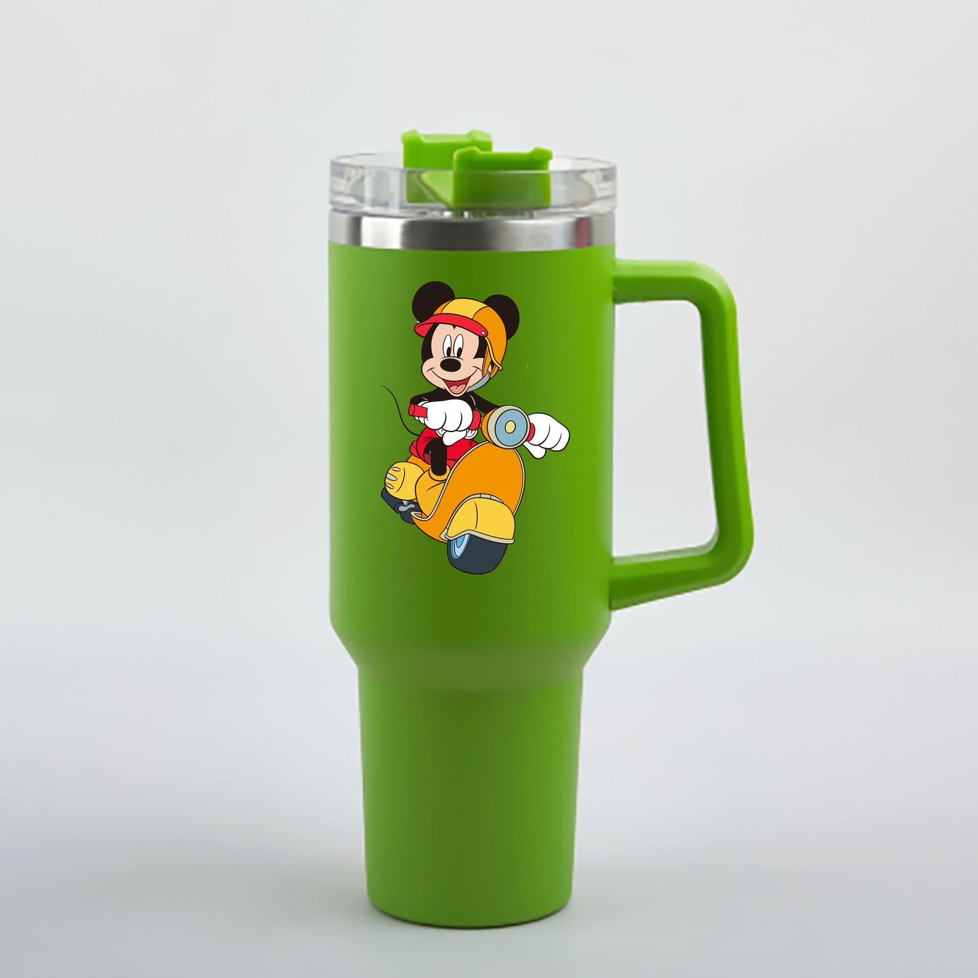 （画像用） ミッキーマウス Mickey Mouse 1200mL車用タンブラー - クリスタルステッカー（プラスチックストロー付き）